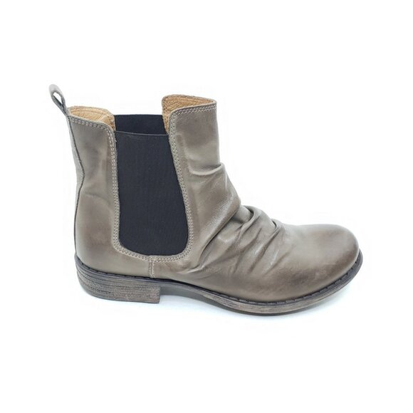 Miz Mooz Ruched Leather Chelsea Ankle Boots Brown Womens Size 37 US 6.5 - Picture 1 of 9